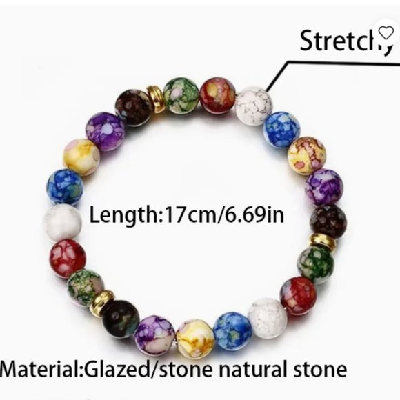 Jewelry - Natural Volcanic Stone Seven Colors Energy Bracelet Agate Natural Chain - NWT